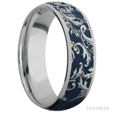 7 mm wide/Domed/Titanium band with a laser carved Black Leaf pattern. - Diamonds By Rothschild