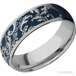 7 mm wide/Domed/Titanium band with a laser carved Black Leaf pattern. - Diamonds By Rothschild