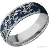 7 mm wide/Domed/Titanium band with a laser carved Black Leaf pattern. - Diamonds By Rothschild