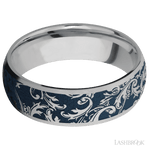 7 mm wide/Domed/Titanium band with a laser carved Black Leaf pattern. - Diamonds By Rothschild