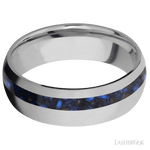 7 mm wide/Domed/Titanium band with one 2 mm Off Center inlay of Blue Tiger Eye. - Diamonds By Rothschild