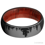 7 mm wide/Domed/Zirconium band with a laser carved Trees pattern also featuring a Padauk sleeve. - Diamonds By Rothschild