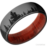 7 mm wide/Domed/Zirconium band with a laser carved Trees pattern also featuring a Padauk sleeve. - Diamonds By Rothschild