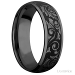 7 mm wide/Domed/Zirconium band with a laser carved Western Scroll pattern. - Diamonds By Rothschild