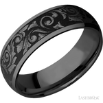 7 mm wide/Domed/Zirconium band with a laser carved Western Scroll pattern. - Diamonds By Rothschild