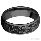 7 mm wide/Domed/Zirconium band with a laser carved Western Scroll pattern. - Diamonds By Rothschild