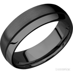 7 mm wide/Domed/Zirconium band with one 0.5 mm Off Center inlay of Black. - Diamonds By Rothschild