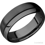 7 mm wide/Domed/Zirconium band with one 0.5 mm Off Center inlay of Black. - Diamonds By Rothschild