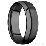 7 mm wide/Domed/Zirconium band with one 0.5 mm Off Center inlay of Black. - Diamonds By Rothschild