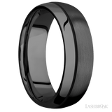 7 mm wide/Domed/Zirconium band with one 0.5 mm Off Center inlay of Black. - Diamonds By Rothschild
