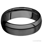 7 mm wide/Domed/Zirconium band with one 0.5 mm Off Center inlay of Black. - Diamonds By Rothschild