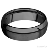 7 mm wide/Domed/Zirconium band with one 0.5 mm Off Center inlay of Black. - Diamonds By Rothschild
