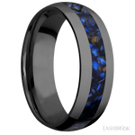7 mm wide/Domed/Zirconium band with one 3 mm Centered inlay of Blue Tiger Eye. - Diamonds By Rothschild