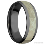 7 mm wide/Domed/Zirconium band with one 4 mm Centered inlay of Freshwater Mother of Pearl. - Diamonds By Rothschild