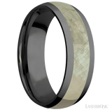 7 mm wide/Domed/Zirconium band with one 4 mm Centered inlay of Freshwater Mother of Pearl. - Diamonds By Rothschild