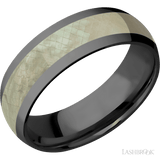 7 mm wide/Domed/Zirconium band with one 4 mm Centered inlay of Freshwater Mother of Pearl. - Diamonds By Rothschild