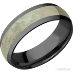 7 mm wide/Domed/Zirconium band with one 4 mm Centered inlay of Freshwater Mother of Pearl. - Diamonds By Rothschild