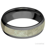 7 mm wide/Domed/Zirconium band with one 4 mm Centered inlay of Freshwater Mother of Pearl. - Diamonds By Rothschild