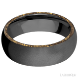 7 mm wide/Domed/Zirconium band with two 1 mm Side inlays of Alaskan Gold Nugget. - Diamonds By Rothschild