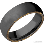 7 mm wide/Domed/Zirconium band with two 1 mm Side inlays of Alaskan Gold Nugget. - Diamonds By Rothschild