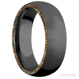 7 mm wide/Domed/Zirconium band with two 1 mm Side inlays of Alaskan Gold Nugget. - Diamonds By Rothschild