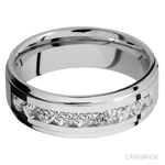 7 mm wide/Flat Grooved Edges/Cobalt Chrome band with an arrangement of 9, .1 carat Round Diamond stones in a Channel setting. - Diamonds By Rothschild