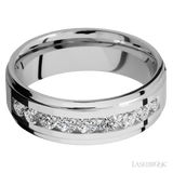 7 mm wide/Flat Grooved Edges/Cobalt Chrome band with an arrangement of 9, .1 carat Round Diamond stones in a Channel setting. - Diamonds By Rothschild