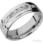 7 mm wide/Flat Grooved Edges/Cobalt Chrome band with an arrangement of 9, .1 carat Round Diamond stones in a Channel setting. - Diamonds By Rothschild