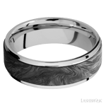 7 mm wide/Flat Grooved Edges/Cobalt Chrome band with one 5 mm Raised Centered inlay of Forged Carbon Fiber. - Diamonds By Rothschild
