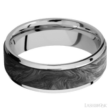 7 mm wide/Flat Grooved Edges/Cobalt Chrome band with one 5 mm Raised Centered inlay of Forged Carbon Fiber. - Diamonds By Rothschild