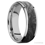 7 mm wide/Flat Grooved Edges/Cobalt Chrome band with one 5 mm Raised Centered inlay of Forged Carbon Fiber. - Diamonds By Rothschild