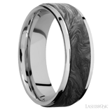 7 mm wide/Flat Grooved Edges/Cobalt Chrome band with one 5 mm Raised Centered inlay of Forged Carbon Fiber. - Diamonds By Rothschild
