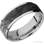 7 mm wide/Flat Grooved Edges/Cobalt Chrome band with one 5 mm Raised Centered inlay of Forged Carbon Fiber. - Diamonds By Rothschild