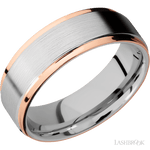 7 mm wide/Flat Grooved Edges/Cobalt Chrome band with two 1 mm Edge inlays of 14K Rose Gold. - Diamonds By Rothschild