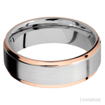 7 mm wide/Flat Grooved Edges/Cobalt Chrome band with two 1 mm Edge inlays of 14K Rose Gold. - Diamonds By Rothschild
