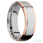 7 mm wide/Flat Grooved Edges/Cobalt Chrome band with two 1 mm Edge inlays of 14K Rose Gold. - Diamonds By Rothschild