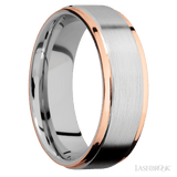7 mm wide/Flat Grooved Edges/Cobalt Chrome band with two 1 mm Edge inlays of 14K Rose Gold. - Diamonds By Rothschild