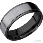7 mm wide/Flat Grooved Edges/Zirconium band with one 5 mm Raised Centered inlay of Tantalum. - Diamonds By Rothschild