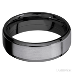 7 mm wide/Flat Grooved Edges/Zirconium band with one 5 mm Raised Centered inlay of Tantalum. - Diamonds By Rothschild