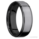 7 mm wide/Flat Grooved Edges/Zirconium band with one 5 mm Raised Centered inlay of Tantalum. - Diamonds By Rothschild