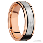 7 mm wide/Flat/14K Rose Gold band with one 4 mm Centered inlay of 14K White Gold. - Diamonds By Rothschild