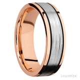 7 mm wide/Flat/14K Rose Gold band with one 4 mm Centered inlay of 14K White Gold. - Diamonds By Rothschild