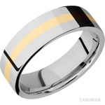 7 mm wide/Flat/14K White Gold band with one 2 mm Centered inlay of 14K Yellow Gold. - Diamonds By Rothschild