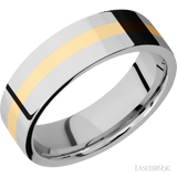 7 mm wide/Flat/14K White Gold band with one 2 mm Centered inlay of 14K Yellow Gold. - Diamonds By Rothschild