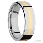 7 mm wide/Flat/14K White Gold band with one 2 mm Centered inlay of 14K Yellow Gold. - Diamonds By Rothschild