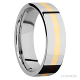 7 mm wide/Flat/14K White Gold band with one 2 mm Centered inlay of 14K Yellow Gold. - Diamonds By Rothschild
