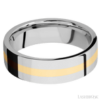7 mm wide/Flat/14K White Gold band with one 2 mm Centered inlay of 14K Yellow Gold. - Diamonds By Rothschild