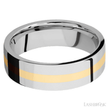 7 mm wide/Flat/14K White Gold band with one 2 mm Centered inlay of 14K Yellow Gold. - Diamonds By Rothschild