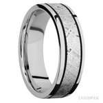 7 mm wide/Flat/Cobalt Chrome band with one 4 mm Centered inlay of Meteorite. - Diamonds By Rothschild