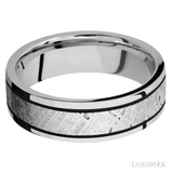 7 mm wide/Flat/Cobalt Chrome band with one 4 mm Centered inlay of Meteorite. - Diamonds By Rothschild